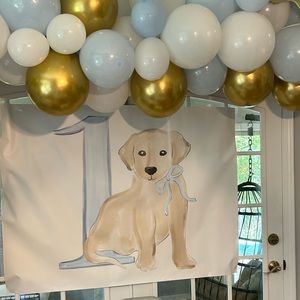 Large “1” puppy birthday canvas